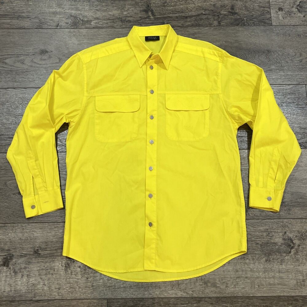 Versace Classic V2 Canary Yellow Long Sleeve Button Up Shirt - Men’s Medium